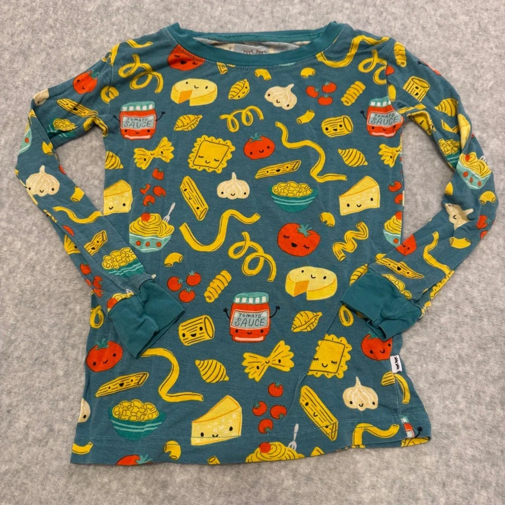 Little Sleepies Pasta Party Bamboo Pajama Set Blue 4T Toddler PJ Long Sleeve